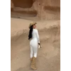Beyaz Fermuarlı Sandy Tulum