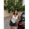 Beyaz Fitilli Göğüs Kaplı Bodysuit