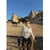 Beyaz Fularlı İki Parça Crop
