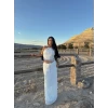 Beyaz Gipeli Şifon Astarlı İkili Takım