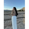 Beyaz Gipeli Şifon Astarlı İkili Takım