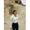 Beyaz Kol Biyeli Logo Sweat