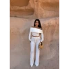 Beyaz Madonna Yaka Bubble Takım