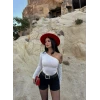 Beyaz Omuz Açık Basic Crop