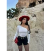 Beyaz Omuz Açık Basic Crop