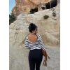 Beyaz Sırt Açık Çizgili Triko