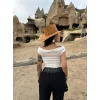 Beyaz Yaka Tül Detaylı Crop
