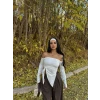 Beyaz Yandan Büzgülü Straplez Crop