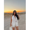 Beyaz Yelekli Sofia Keten Takım