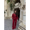 Bordo Basic Saten İkili Takım