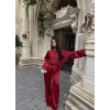 Bordo Basic Saten İkili Takım