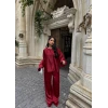 Bordo Basic Saten İkili Takım