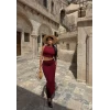 Bordo Bubble Etek Crop İkili Takım