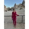 Bordo Dalgıç Fermuarlı Üçlü Takım