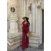 Bordo Elina Dokulu Keten Takım