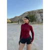 Bordo Fermuarlı Scuba Ceket