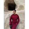 Bordo Kapşonlu Maxi İkili Set