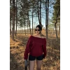 Bordo Madonna Yaka Şardonlu Kazak