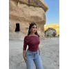 Bordo Tek Omuz Tokalı Bluz