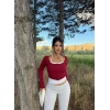 Bordo Twist Çıtçıtlı Crop Set
