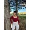 Bordo Twist Çıtçıtlı Crop Set