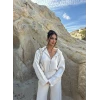 Ekru Çift Fermuarlı Triko Takım