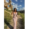 Flowers Mikro Yırtmaçlı Elbise