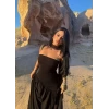Fularlı Tek Yırtmaçlı Elbise