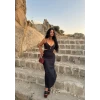 Göğüs Halkalı Denim Elbise