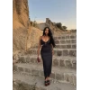 Göğüs Halkalı Denim Elbise