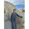 Gri Çift Fermuarlı Triko Takım