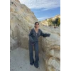 Gri Çift Fermuarlı Triko Takım