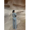 Gri Dik Yaka Yumoş İkili Takım