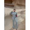Gri Dik Yaka Yumoş İkili Takım