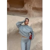 Gri Dik Yaka Yumoş İkili Takım