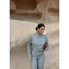 Gri Dik Yaka Yumoş İkili Takım