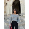 Gri Madonna Yaka Şardonlu Kazak