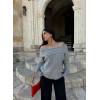 Gri Madonna Yaka Şardonlu Kazak