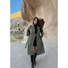 Haki Kol Katlamalı Kemerli Trençkot