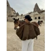 Haki Süet Oversize Mont