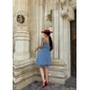 İp Askılı Denim Elbise