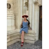 İp Askılı Denim Elbise