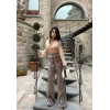 Işıltı Leopar Desen Pantolon