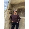 Kahve Bel Korseli Modal Sweat