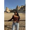 Kahve Bold Biyeli Crop