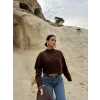 Kahve Dik Yaka Selanik Sweat