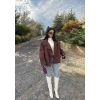 Kahve Dik Yaka Trençkot