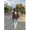 Kahve Dik Yaka Trençkot