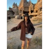 Kahve Kolları Volanlı Bf Gömlek
