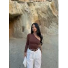 Kahve Luxe Tek Omuz Taşlı Bluz